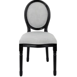 La Chaise Longue Mobilier-CHAISE ELEONOR NOIR TISSU GRIS - Lot de 2
