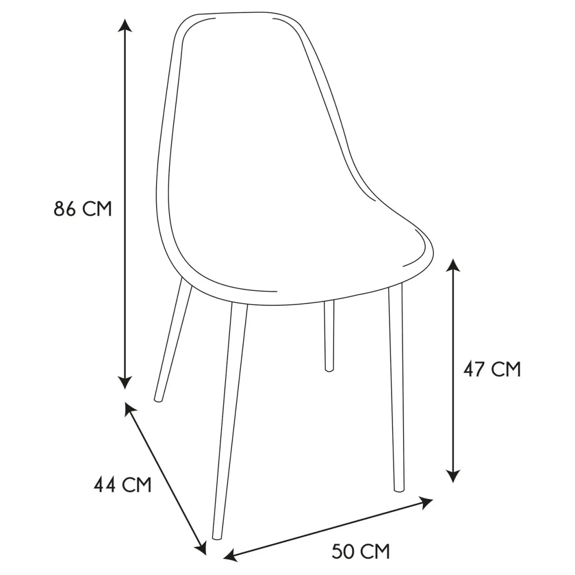 La Chaise Longue Mobilier-CHAISE POESIE PIEDS METAL IMITATION BOIS - Lot de 4