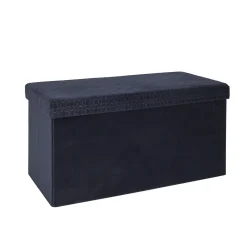 La Chaise Longue Mobilier-COFFRE BANC PLIABLE RETRO BLEU NUIT