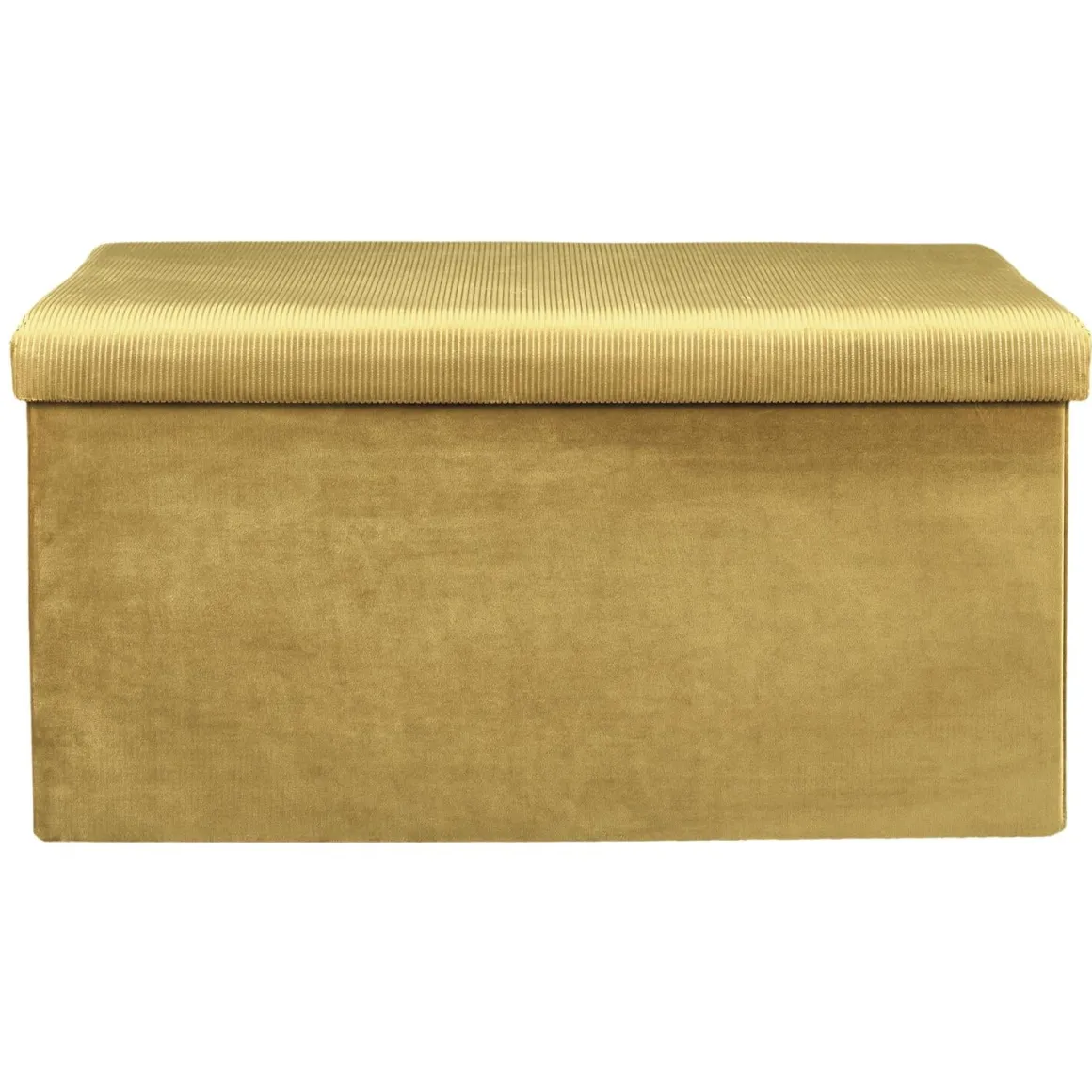 La Chaise Longue Mobilier-COFFRE BANC PLIABLE VELOURS COTELE GIULIA JAUNE
