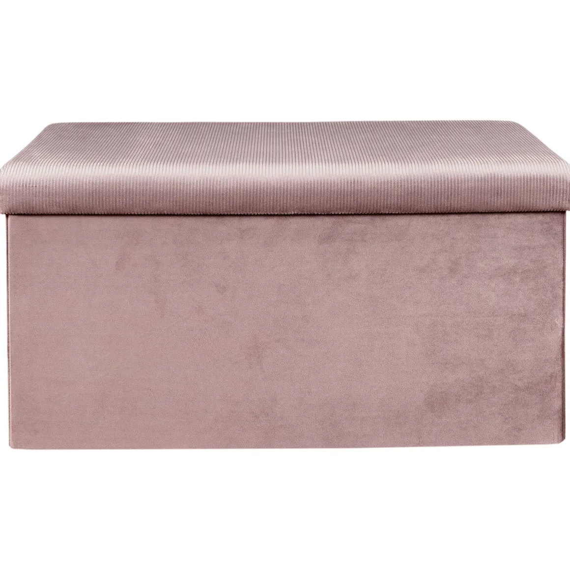 La Chaise Longue Mobilier-COFFRE BANC PLIABLE VELOURS COTELE GIULIA ROSE