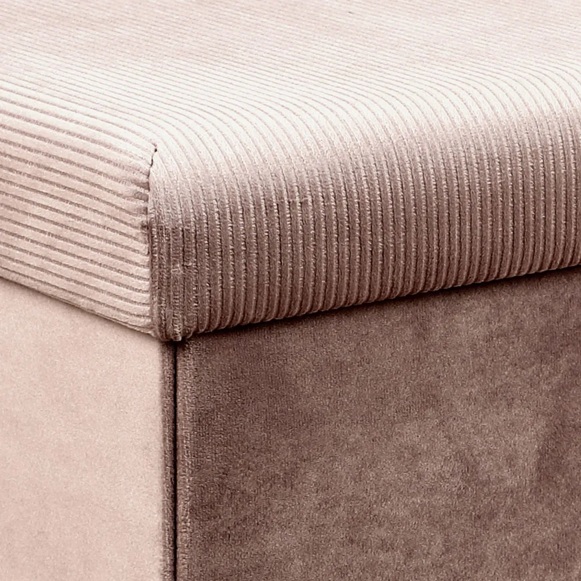 La Chaise Longue Mobilier-COFFRE BANC PLIABLE VELOURS COTELE GIULIA ROSE