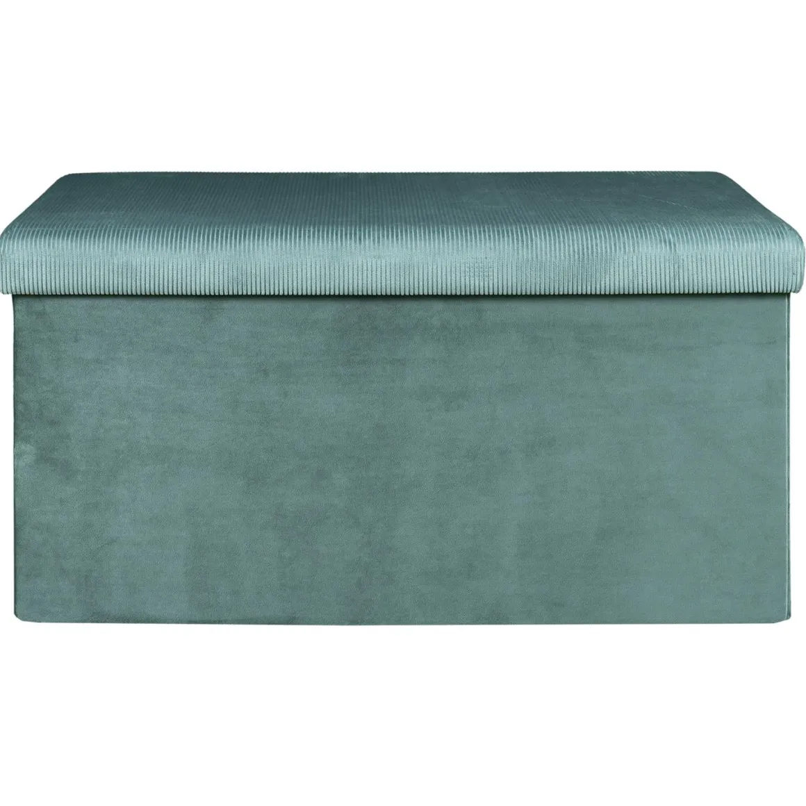 La Chaise Longue Mobilier-COFFRE BANC PLIABLE VELOURS COTELE GIULIA BLEU