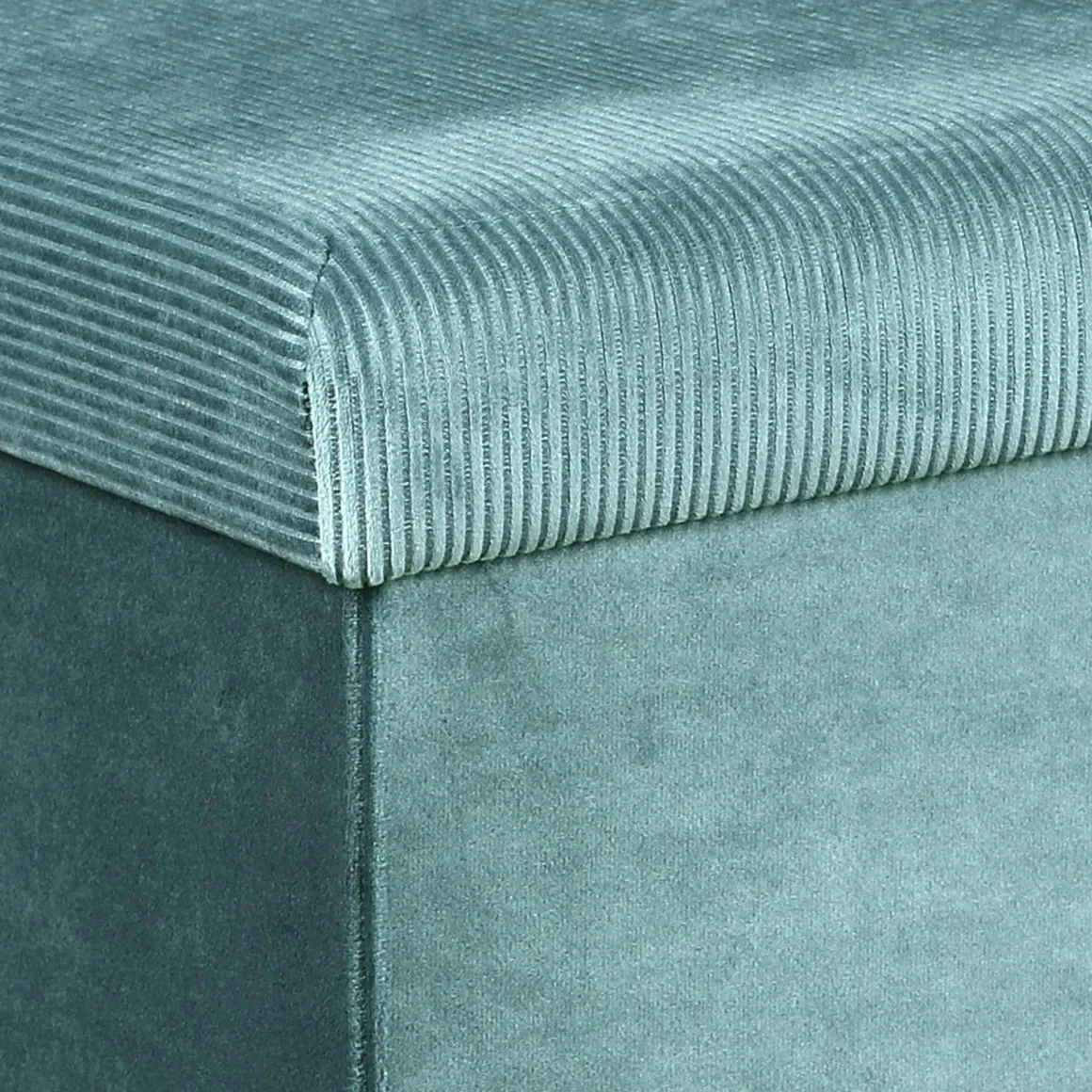 La Chaise Longue Mobilier-COFFRE BANC PLIABLE VELOURS COTELE GIULIA BLEU