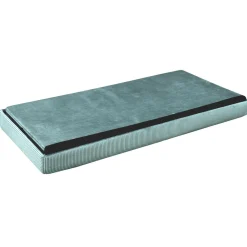 La Chaise Longue Mobilier-COFFRE BANC PLIABLE VELOURS COTELE GIULIA BLEU