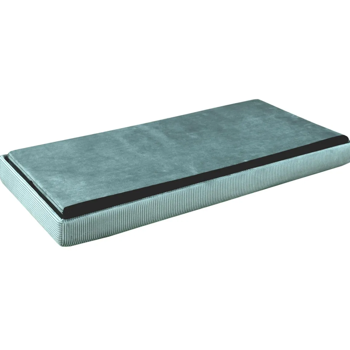 La Chaise Longue Mobilier-COFFRE BANC PLIABLE VELOURS COTELE GIULIA BLEU