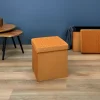 La Chaise Longue Mobilier-COFFRE POUF PLIABLE RETRO MOUTARDE