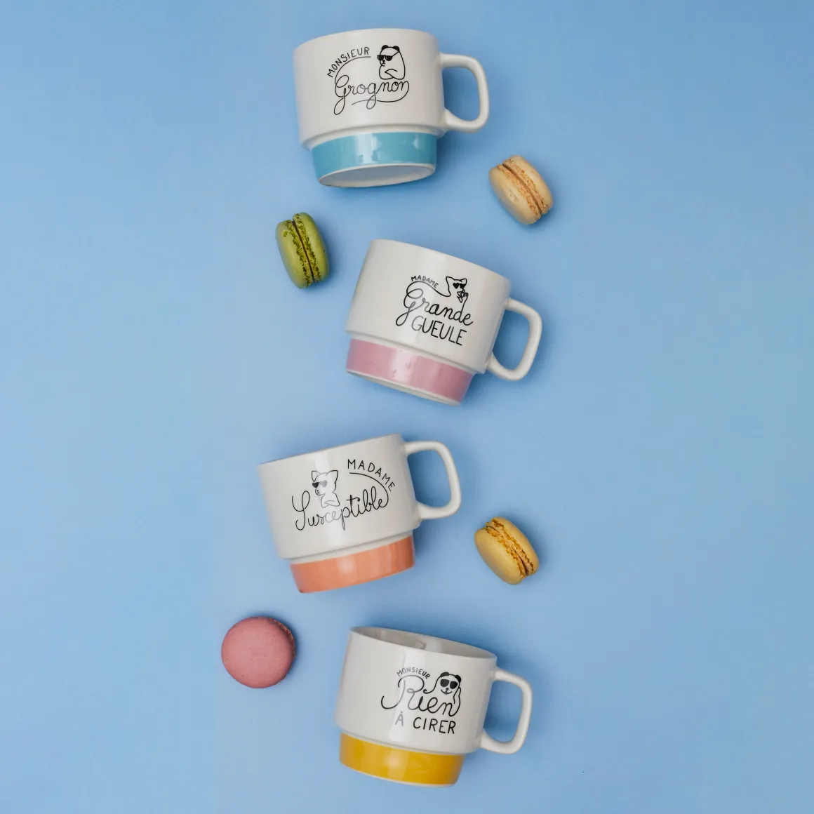 La Chaise Longue Thé & Café-COFFRET 4 TASSES EMPILABLES