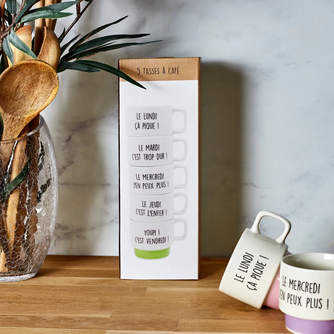 La Chaise Longue Thé & Café-COFFRET DE 5 TASSES À CAFÉ SEMAINE