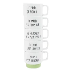 La Chaise Longue Thé & Café-COFFRET DE 5 TASSES À CAFÉ SEMAINE
