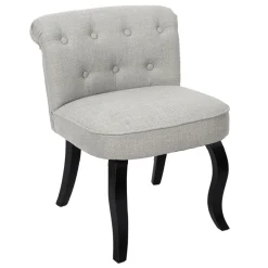 La Chaise Longue Mobilier-FAUTEUIL ELEONOR NOIR TISSU GRIS