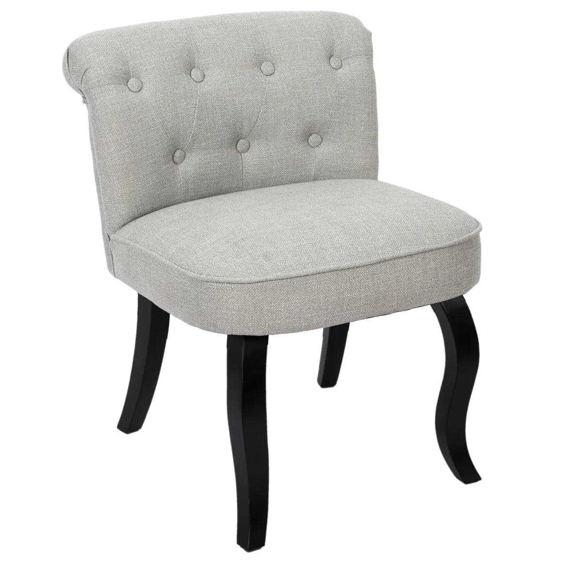 La Chaise Longue Mobilier-FAUTEUIL ELEONOR NOIR TISSU GRIS