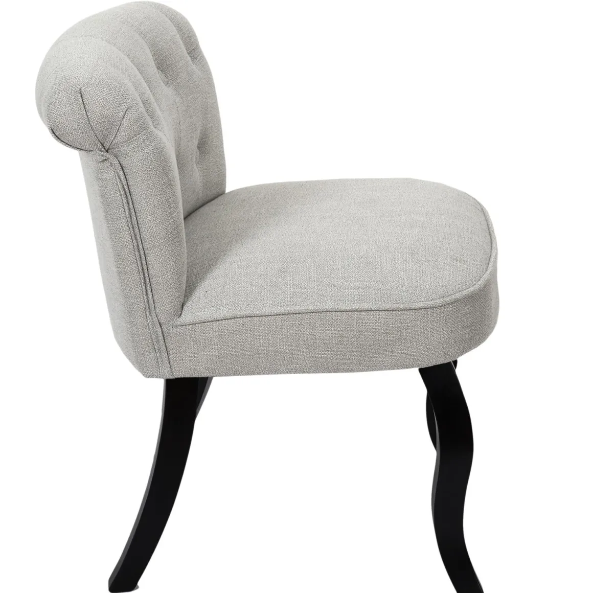 La Chaise Longue Mobilier-FAUTEUIL ELEONOR NOIR TISSU GRIS