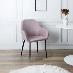 La Chaise Longue Mobilier-FAUTEUIL GIULIA ROSE VELOURS COTELE - Lot de 2