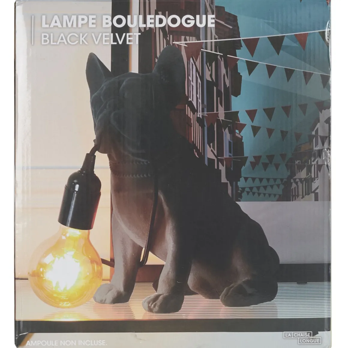 La Chaise Longue Déco-LAMPE BOULEDOGUE BLACK VELVET