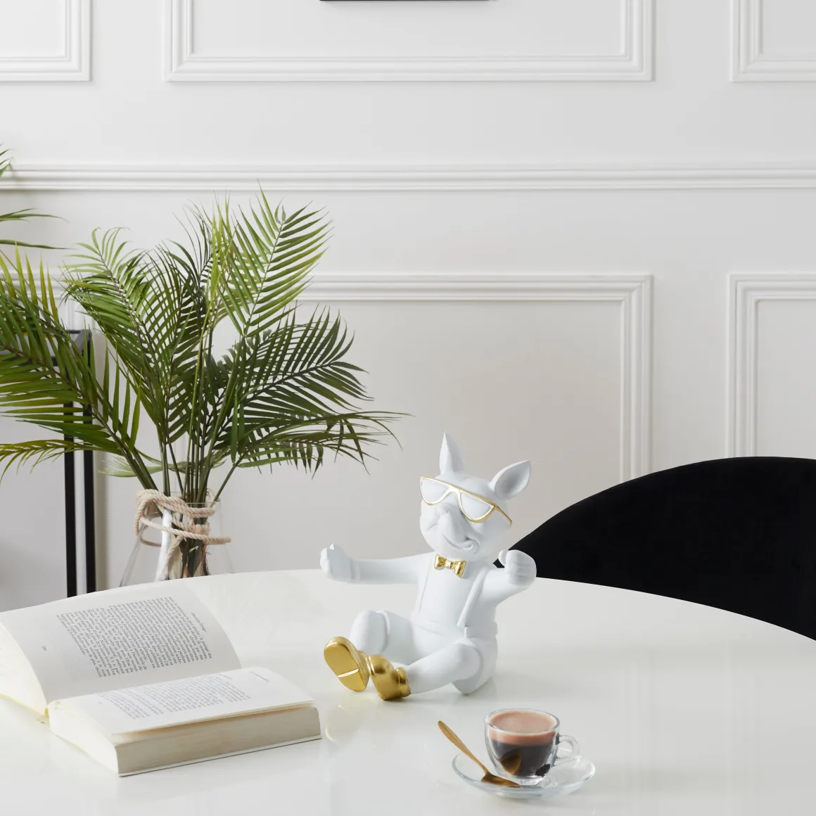 La Chaise Longue Déco-PORTE BOUTEILLE BOULEDOGUE BLANC