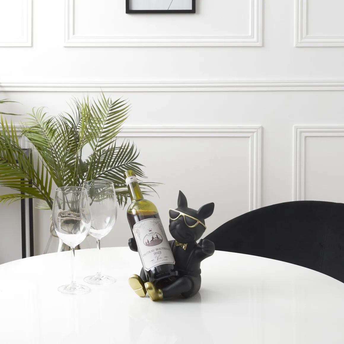 La Chaise Longue Déco-PORTE-BOUTEILLE BOULEDOGUE NOIR
