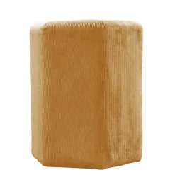La Chaise Longue Mobilier-POUF VELOURS COTELE 35CM GIULIA JAUNE MOUTARDE