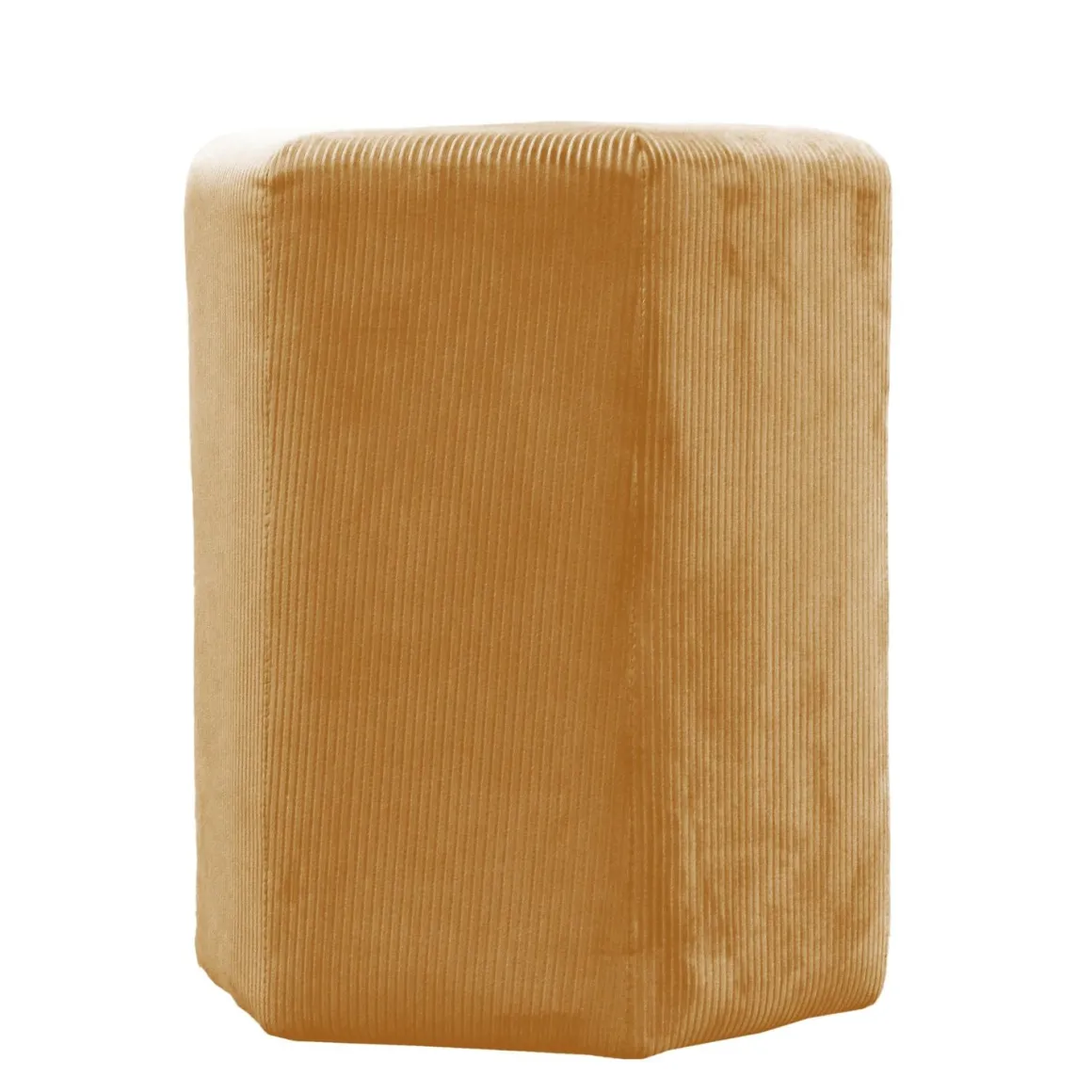 La Chaise Longue Mobilier-POUF VELOURS COTELE 35CM GIULIA JAUNE MOUTARDE