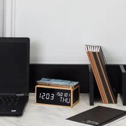 La Chaise Longue Horloge & Réveil-REVEIL CHARGEUR BOIS
