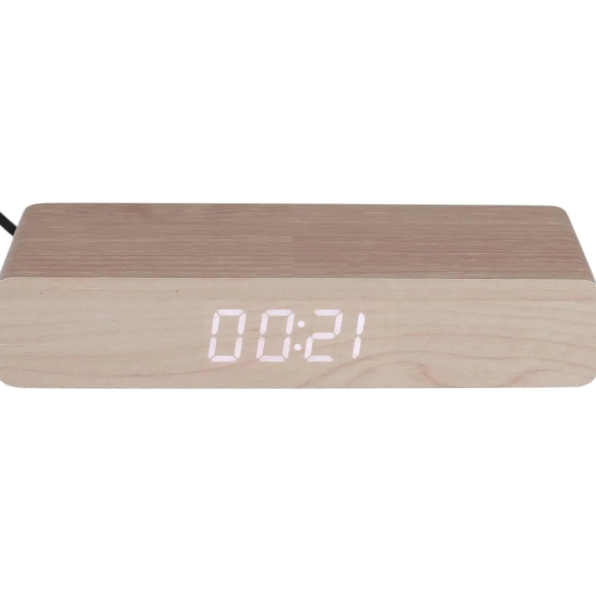 La Chaise Longue Horloge & Réveil-REVEIL CHARGEUR BOIS NATUREL