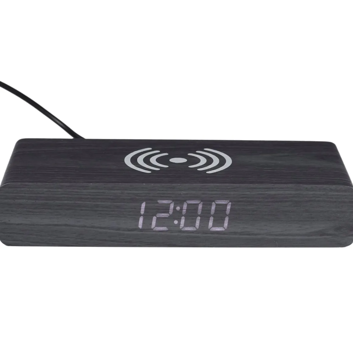 La Chaise Longue Horloge & Réveil-REVEIL CHARGEUR BOIS NOIR