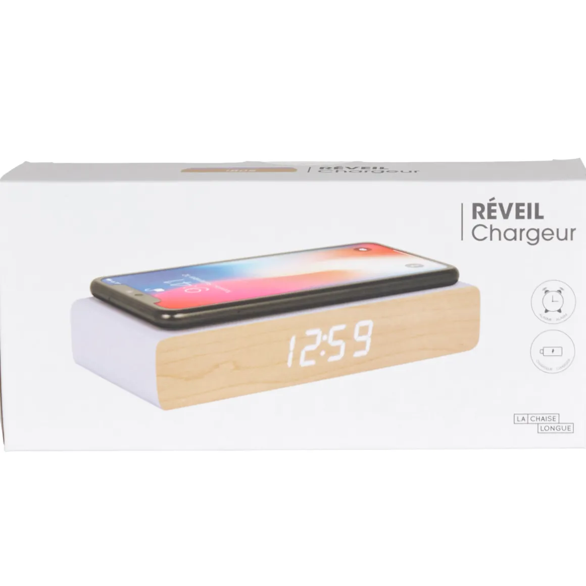 La Chaise Longue Horloge & Réveil-REVEIL CHARGEUR BOIS VIOLET