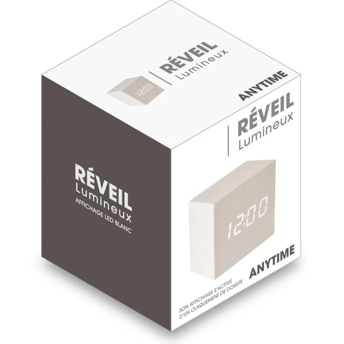 La Chaise Longue Horloge & Réveil-REVEIL LED BOIS BLANC