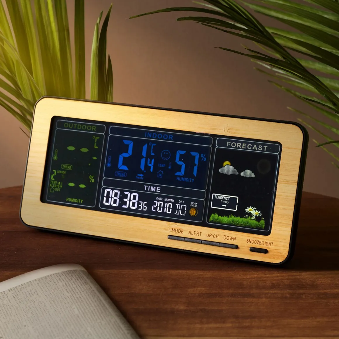 La Chaise Longue Horloge & Réveil-REVEIL STATION METEO WOODY