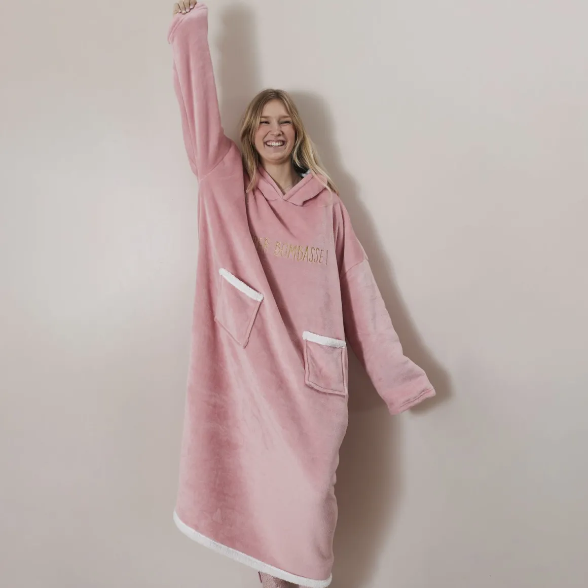 La Chaise Longue Cocoon-SWEAT PLAID BOMBASSE ROSE