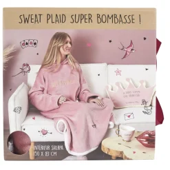La Chaise Longue Cocoon-SWEAT PLAID BOMBASSE ROSE