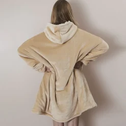 La Chaise Longue Cocoon-SWEAT PLAID CHAUFFANT CAMEL