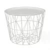 La Chaise Longue Mobilier-TABLE FILAIRE METAL BLANC DIAMETRE 50CM
