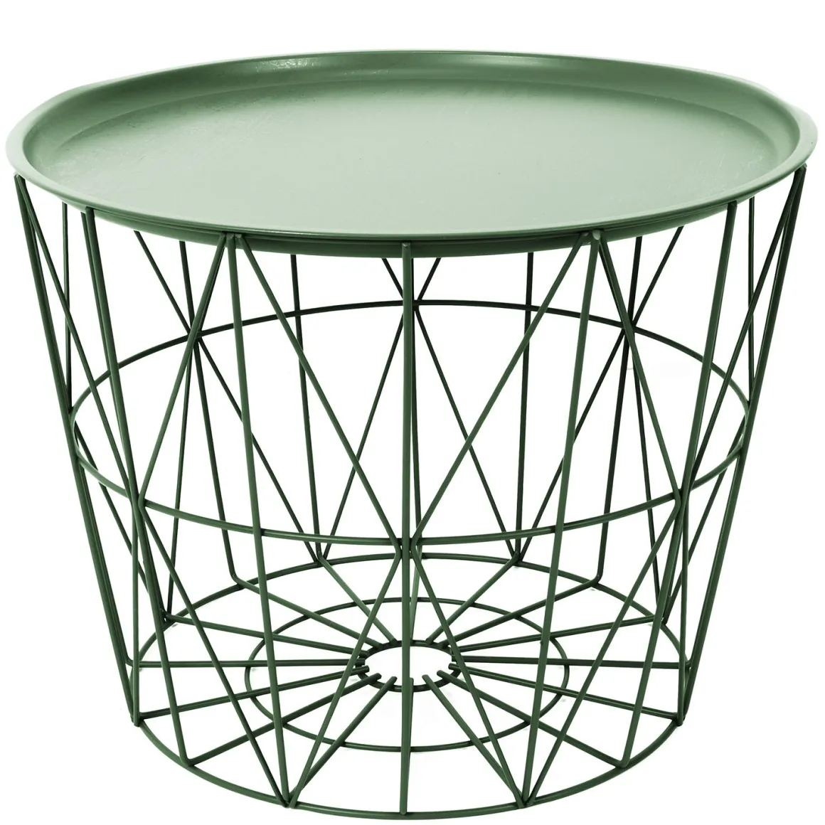 La Chaise Longue Mobilier-TABLE FILAIRE METAL VERT DIAMETRE 50CM