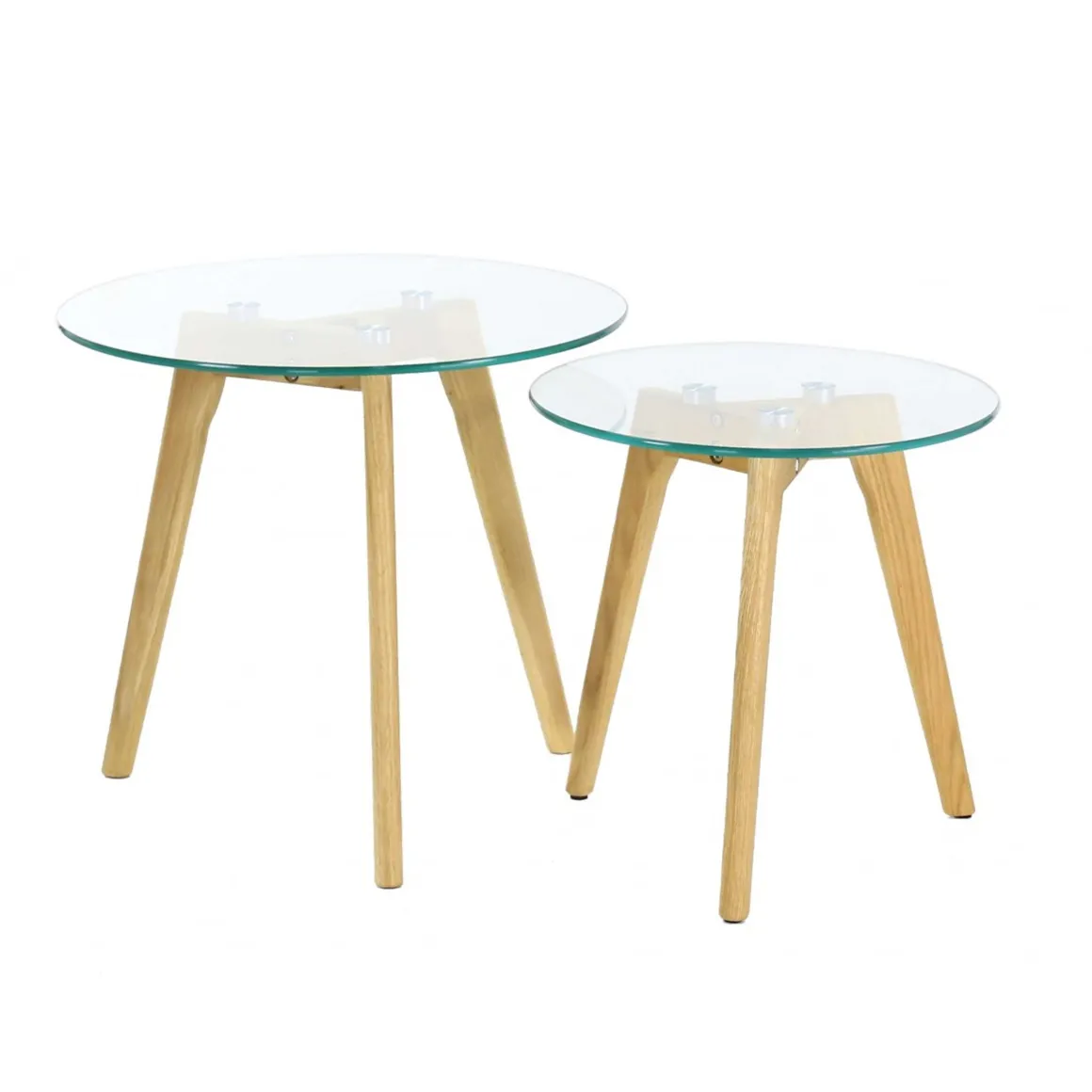La Chaise Longue Mobilier-TABLE GIGOGNE EN VERRE TREMPE PLATEAU ROND X2