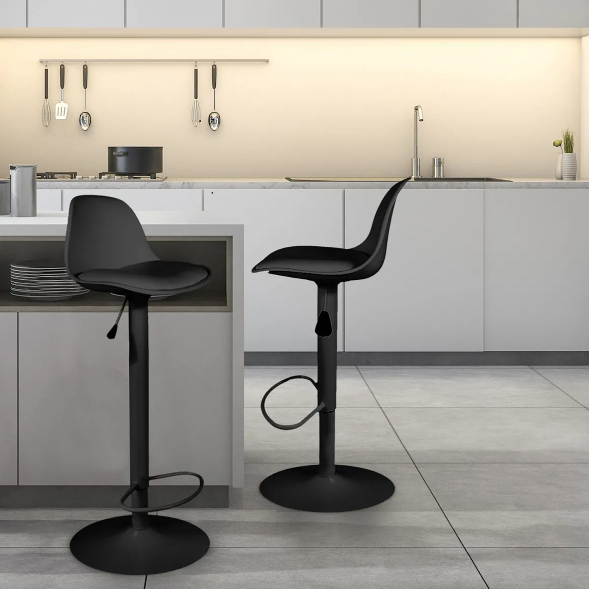 La Chaise Longue Mobilier-TABOURET DE BAR ISAK NOIR - Lot de 2