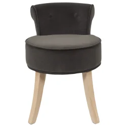La Chaise Longue Mobilier-TABOURET ELEONOR VELOURS GRIS
