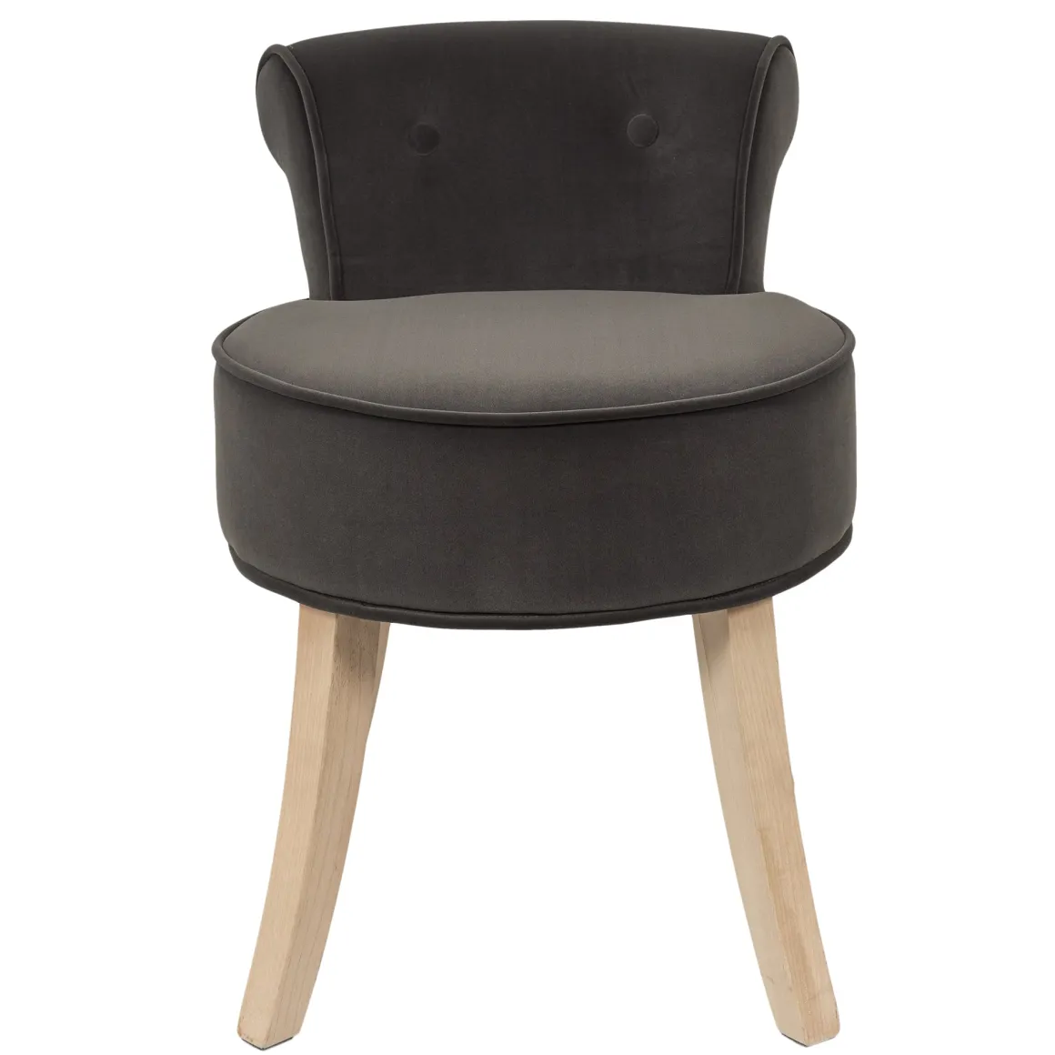 La Chaise Longue Mobilier-TABOURET ELEONOR VELOURS GRIS