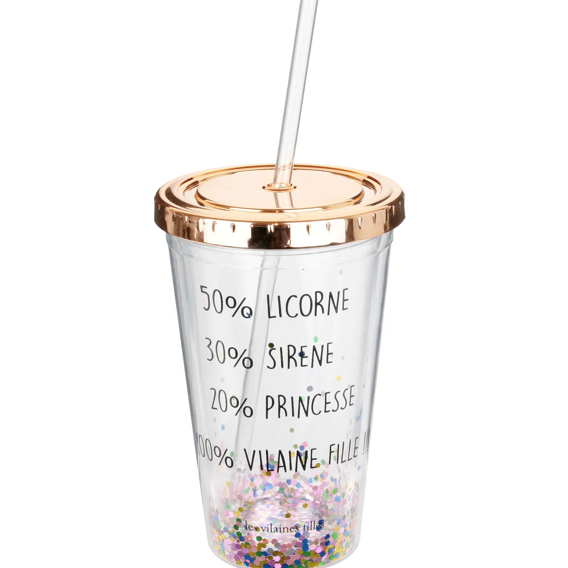 La Chaise Longue Boissons & Cocktails-VERRE A PAILLETTES AVEC PAILLE