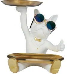 La Chaise Longue Déco-VIDE POCHES BOULEDOGUE 2 PLATEAUX BLANC