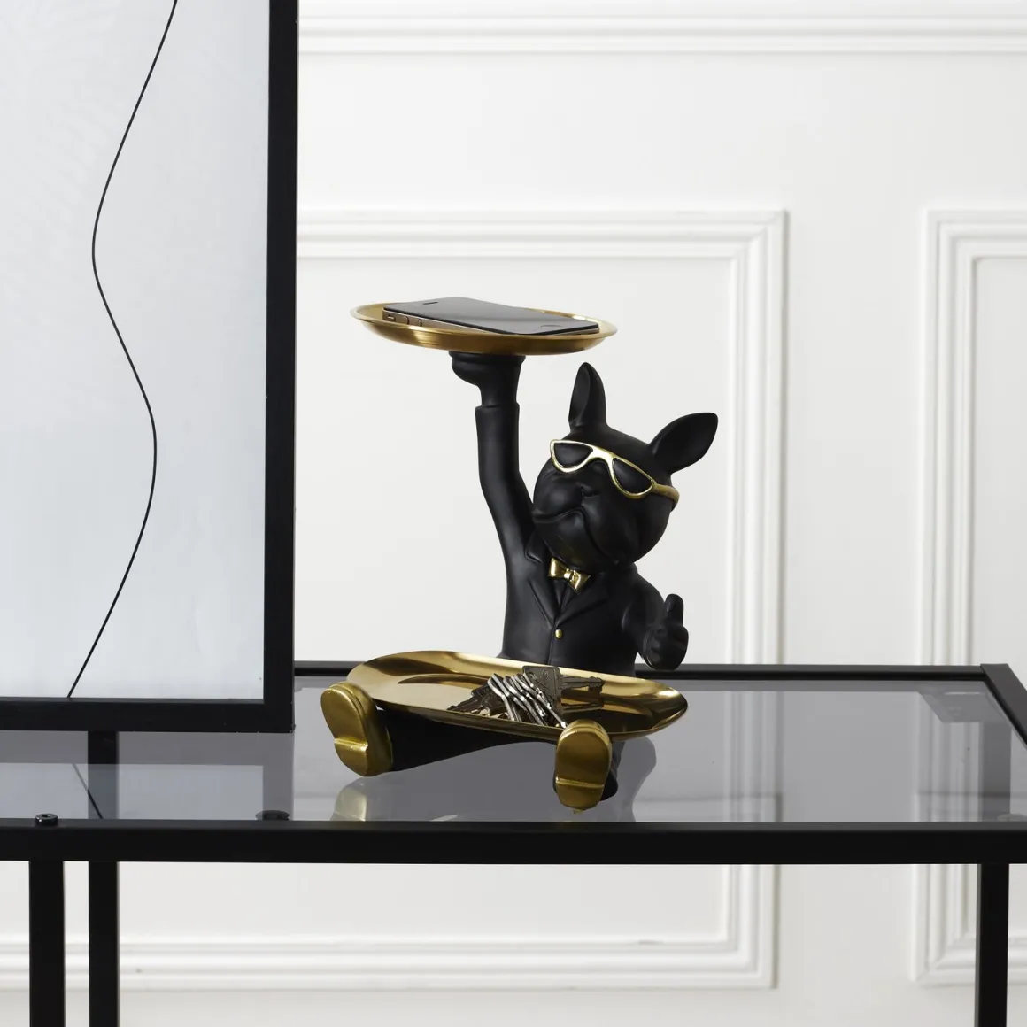 La Chaise Longue Déco-VIDE POCHES BOULEDOGUE 2 PLATEAUX NOIR