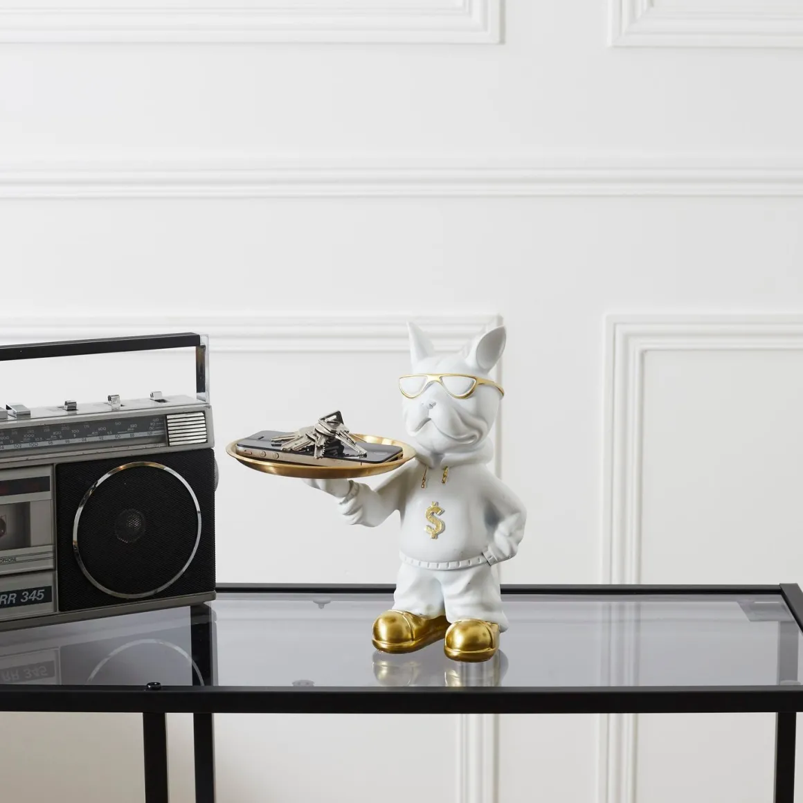 La Chaise Longue Déco-VIDE POCHES BOULEDOGUE RAPPER BLANC