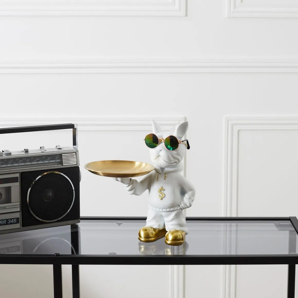La Chaise Longue Déco-VIDE POCHES BOULEDOGUE RAPPER BLANC